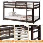 Wooden Bunk Bed Twin Over Twin, Solid Rubberwood Bed Frame with Built-in Ladder, for Small Spaces, Bedroom, Space Saving, No Box Spring Needed