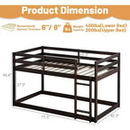 Wooden Bunk Bed Twin Over Twin, Solid Rubberwood Bed Frame with Built-in Ladder, for Small Spaces, Bedroom, Space Saving, No Box Spring Needed