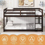 Wooden Bunk Bed Twin Over Twin, Solid Rubberwood Bed Frame with Built-in Ladder, for Small Spaces, Bedroom, Space Saving, No Box Spring Needed