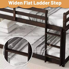 Wooden Bunk Bed Twin Over Twin, Solid Rubberwood Bed Frame with Built-in Ladder, for Small Spaces, Bedroom, Space Saving, No Box Spring Needed