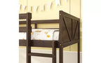 Wooden Bunk Bed Twin Over Twin, Solid Rubberwood Bed Frame with Built-in Ladder, for Small Spaces, Bedroom, Space Saving, No Box Spring Needed