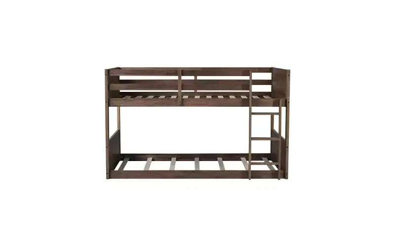 Wooden Bunk Bed Twin Over Twin, Solid Rubberwood Bed Frame with Built-in Ladder, for Small Spaces, Bedroom, Space Saving, No Box Spring Needed