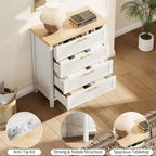 Bedroom Recessed Dresser, Dressing Table Cabinet, 35.4 High Dresser with 4 Drawers with Clothes Storage for Bedroom, Living Room