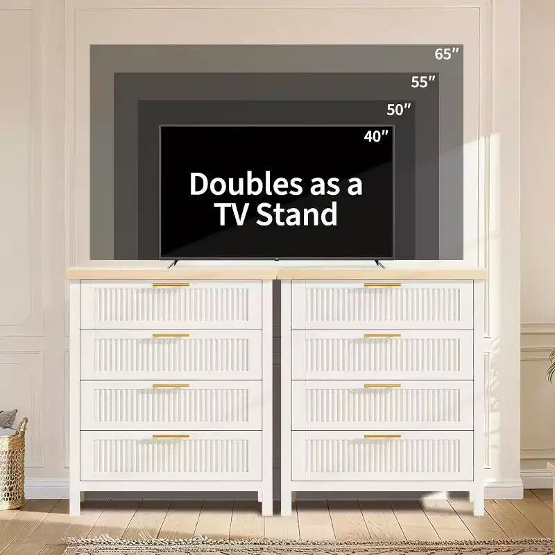 Bedroom Recessed Dresser, Dressing Table Cabinet, 35.4 High Dresser with 4 Drawers with Clothes Storage for Bedroom, Living Room