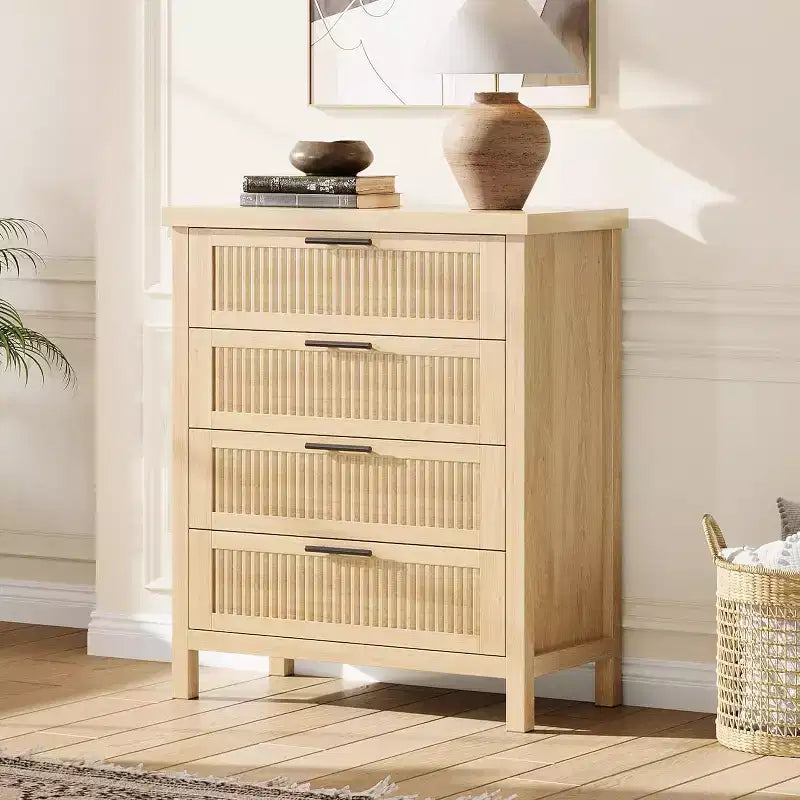 Bedroom Recessed Dresser, Dressing Table Cabinet, 35.4 High Dresser with 4 Drawers with Clothes Storage for Bedroom, Living Room