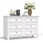 Farmhouse Brown Dresser for Bedroom with 6 Drawer, Double Dresser TV Stand with Vintage Handle, Wide Wood Dressers & Chests of Drawers