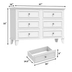 Farmhouse Brown Dresser for Bedroom with 6 Drawer, Double Dresser TV Stand with Vintage Handle, Wide Wood Dressers & Chests of Drawers