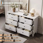Farmhouse Brown Dresser for Bedroom with 6 Drawer, Double Dresser TV Stand with Vintage Handle, Wide Wood Dressers & Chests of Drawers