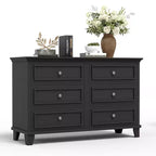 Farmhouse Brown Dresser for Bedroom with 6 Drawer, Double Dresser TV Stand with Vintage Handle, Wide Wood Dressers & Chests of Drawers