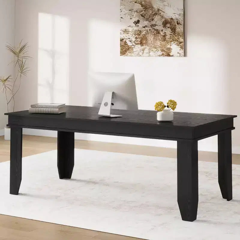 Extendable Dining Table for 6-10, 63-86.6 Farmhouse Kitchen Table with Sturdy Wooden Frame, Large Rectangular Dinner Table for Dining Room