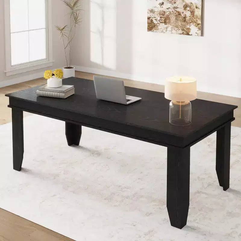 Extendable Dining Table for 6-10, 63-86.6 Farmhouse Kitchen Table with Sturdy Wooden Frame, Large Rectangular Dinner Table for Dining Room