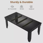 Extendable Dining Table for 6-10, 63-86.6 Farmhouse Kitchen Table with Sturdy Wooden Frame, Large Rectangular Dinner Table for Dining Room