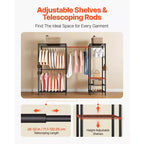 Clothing Garment Rack, Heavy Duty Clothes Rack, Freestanding Clothes Racks with Steel Frame, 800 lbs Load Capacity with Storage Shelves, Black