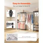Clothing Garment Rack, Heavy Duty Clothes Rack, Freestanding Clothes Racks with Steel Frame, 800 lbs Load Capacity with Storage Shelves, Black