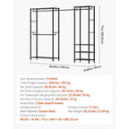Clothing Garment Rack, Heavy Duty Clothes Rack, Freestanding Clothes Racks with Steel Frame, 800 lbs Load Capacity with Storage Shelves, Black