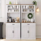 71 Kitchen Pantry Cabinet with Microwave Stand,Freestanding Buffet with Doors and Shelves for Dining Room