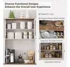 71 Kitchen Pantry Cabinet with Microwave Stand,Freestanding Buffet with Doors and Shelves for Dining Room