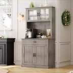 71 Kitchen Pantry Cabinet with Microwave Stand,Freestanding Buffet with Doors and Shelves for Dining Room
