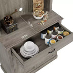 71 Kitchen Pantry Cabinet with Microwave Stand,Freestanding Buffet with Doors and Shelves for Dining Room