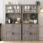 71 Kitchen Pantry Cabinet with Microwave Stand,Freestanding Buffet with Doors and Shelves for Dining Room