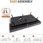 Black Faux Leather Sofa Bed with Memory Foam, Adjustable Backrest & Armrests, Multifunctional Small Loveseat Sleeper Sofa