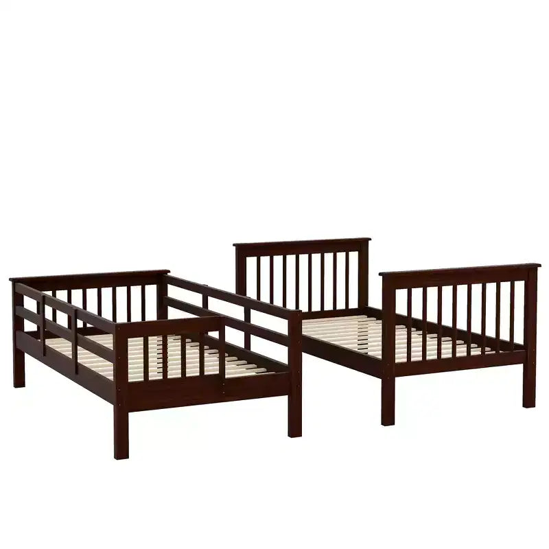 Stairway Twin over Twin Bunk Bed for Kids, Bunk Bed Frame with Storage and Guard Rail for Bedroom Dorm