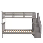 Stairway Twin over Twin Bunk Bed for Kids, Bunk Bed Frame with Storage and Guard Rail for Bedroom Dorm