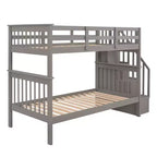Stairway Twin over Twin Bunk Bed for Kids, Bunk Bed Frame with Storage and Guard Rail for Bedroom Dorm
