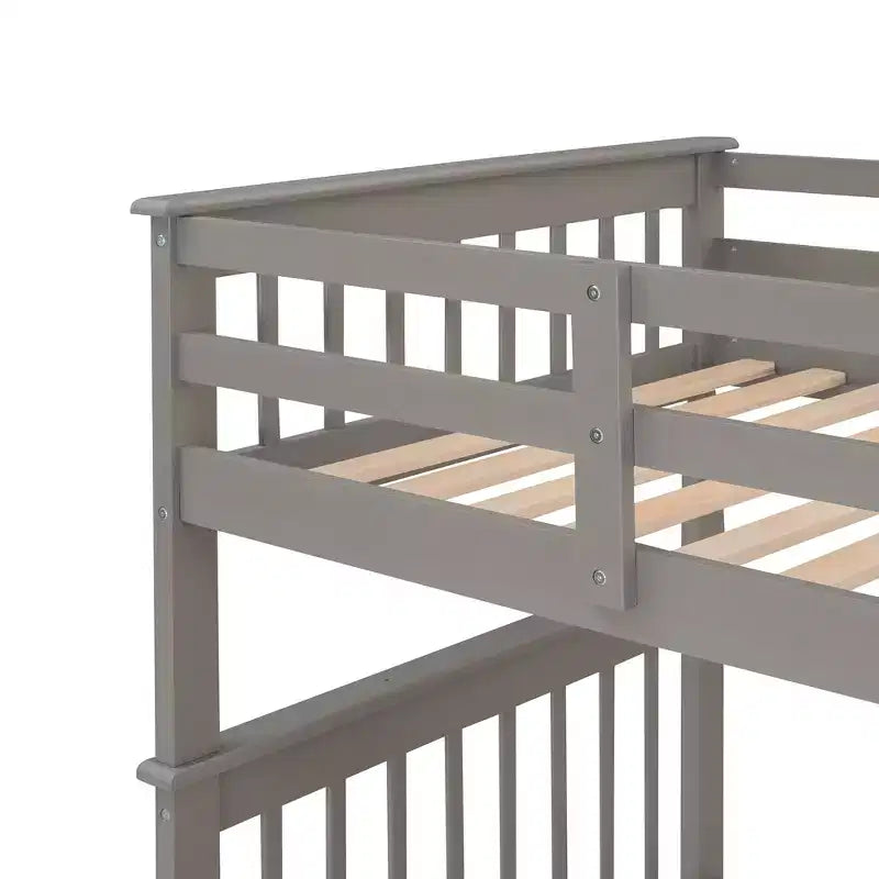 Stairway Twin over Twin Bunk Bed for Kids, Bunk Bed Frame with Storage and Guard Rail for Bedroom Dorm