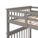 Stairway Twin over Twin Bunk Bed for Kids, Bunk Bed Frame with Storage and Guard Rail for Bedroom Dorm