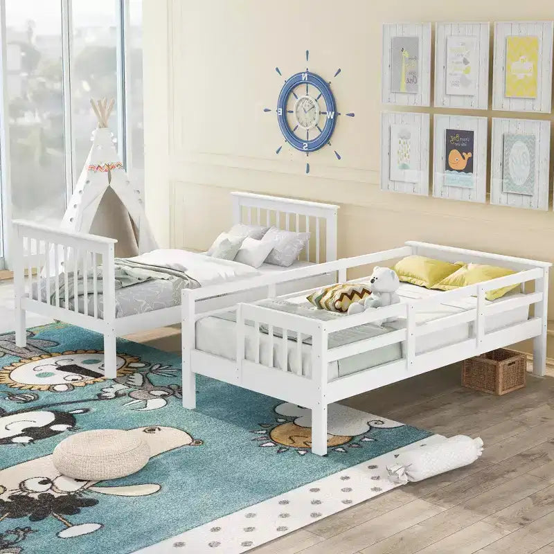 Stairway Twin over Twin Bunk Bed for Kids, Bunk Bed Frame with Storage and Guard Rail for Bedroom Dorm