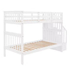 Stairway Twin over Twin Bunk Bed for Kids, Bunk Bed Frame with Storage and Guard Rail for Bedroom Dorm
