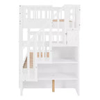 Stairway Twin over Twin Bunk Bed for Kids, Bunk Bed Frame with Storage and Guard Rail for Bedroom Dorm