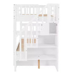 Stairway Twin over Twin Bunk Bed for Kids, Bunk Bed Frame with Storage and Guard Rail for Bedroom Dorm