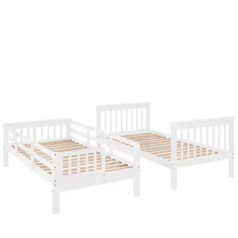 Stairway Twin over Twin Bunk Bed for Kids, Bunk Bed Frame with Storage and Guard Rail for Bedroom Dorm