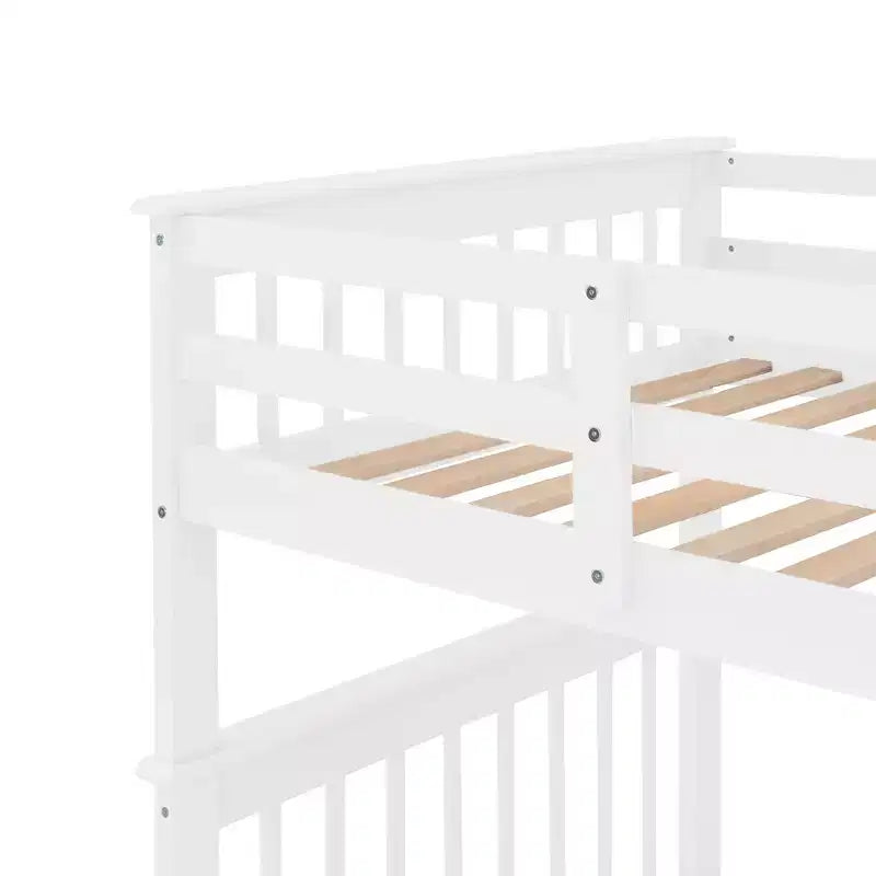 Stairway Twin over Twin Bunk Bed for Kids, Bunk Bed Frame with Storage and Guard Rail for Bedroom Dorm