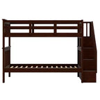 Stairway Twin over Twin Bunk Bed for Kids, Bunk Bed Frame with Storage and Guard Rail for Bedroom Dorm
