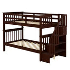 Stairway Twin over Twin Bunk Bed for Kids, Bunk Bed Frame with Storage and Guard Rail for Bedroom Dorm