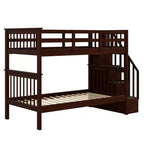 Stairway Twin over Twin Bunk Bed for Kids, Bunk Bed Frame with Storage and Guard Rail for Bedroom Dorm
