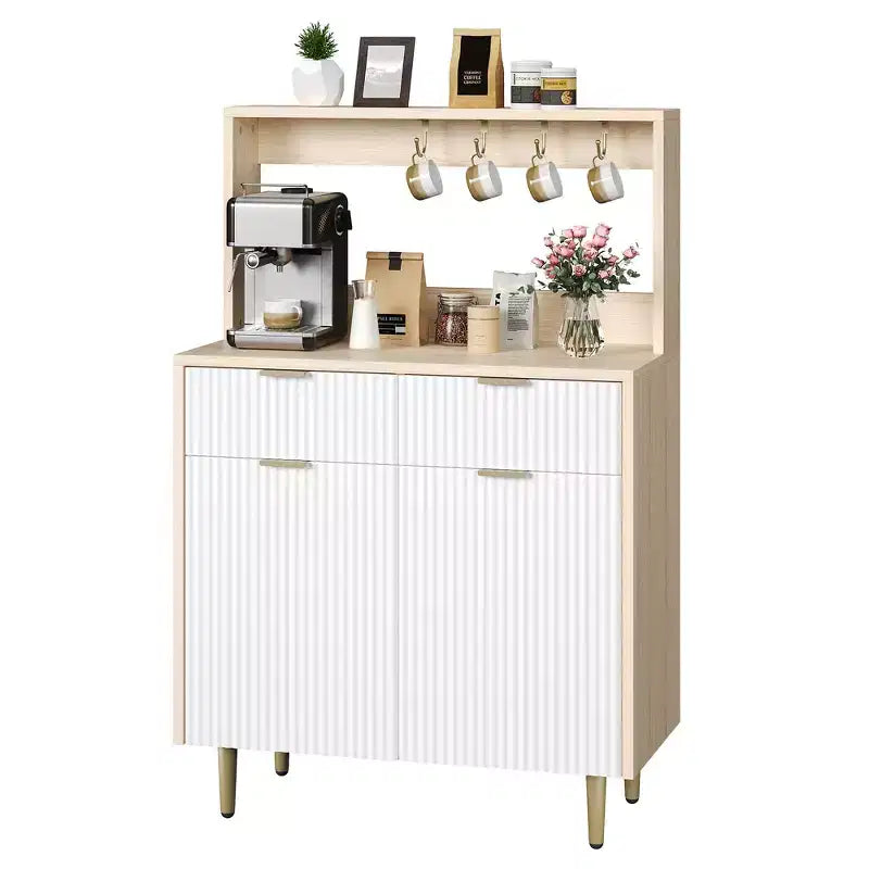 Sideboard Buffet with 2 Drawers & Adjustable Shelves, Modern Wood Console Table for Dining Room, Living Room, Kitchen, Entryway