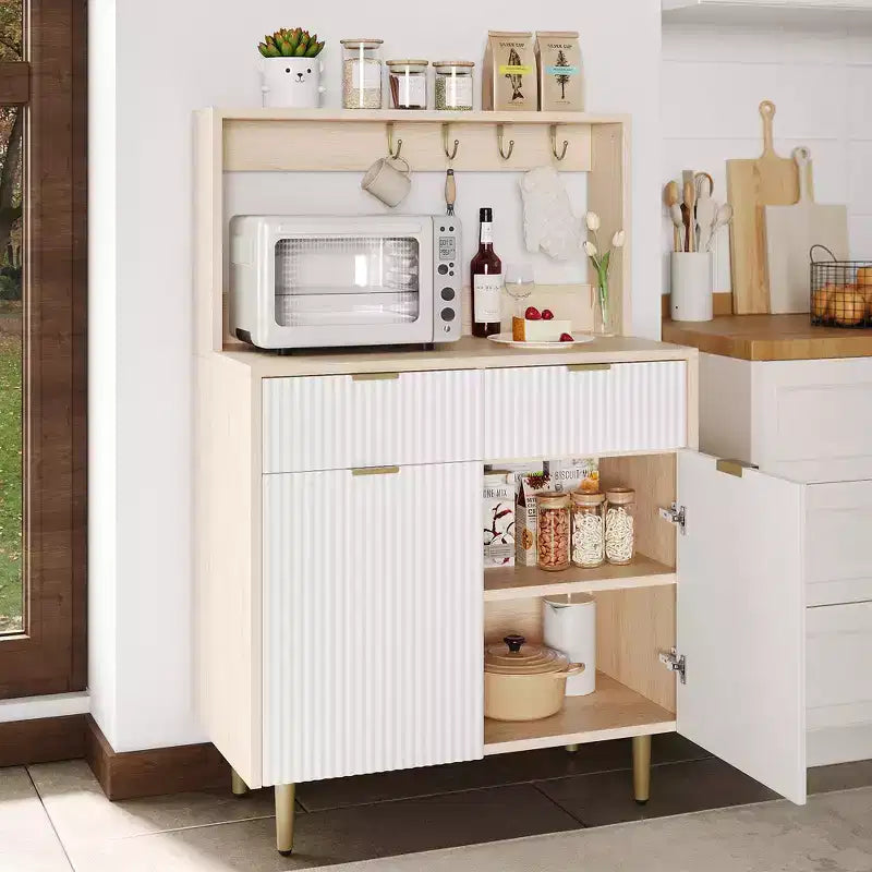 Sideboard Buffet with 2 Drawers & Adjustable Shelves, Modern Wood Console Table for Dining Room, Living Room, Kitchen, Entryway