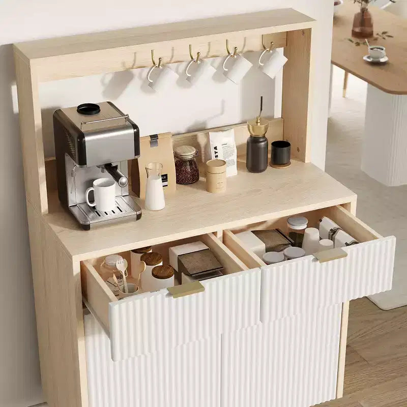 Sideboard Buffet with 2 Drawers & Adjustable Shelves, Modern Wood Console Table for Dining Room, Living Room, Kitchen, Entryway