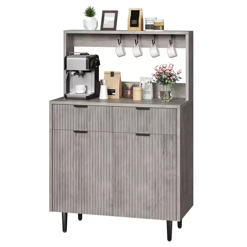 Sideboard Buffet with 2 Drawers & Adjustable Shelves, Modern Wood Console Table for Dining Room, Living Room, Kitchen, Entryway