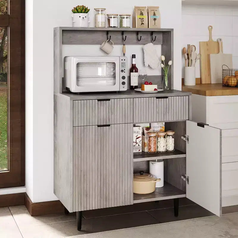 Sideboard Buffet with 2 Drawers & Adjustable Shelves, Modern Wood Console Table for Dining Room, Living Room, Kitchen, Entryway
