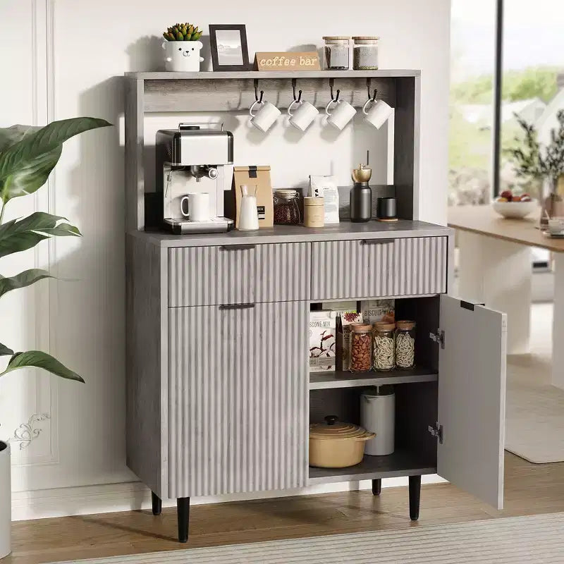 Sideboard Buffet with 2 Drawers & Adjustable Shelves, Modern Wood Console Table for Dining Room, Living Room, Kitchen, Entryway