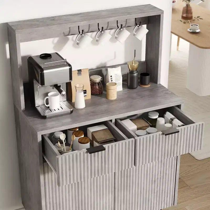 Sideboard Buffet with 2 Drawers & Adjustable Shelves, Modern Wood Console Table for Dining Room, Living Room, Kitchen, Entryway