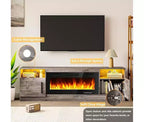 TV Stand with LED Light (Up to 75 TVs), 70 Modern Wood Media TV Console with Storage Cabinet for Living Room (Fireplace Not Included)