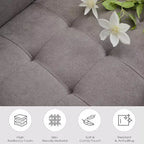 Sofa Couch, Modern Linen Upholstered Sofa, Loveseat Sofa with Deep Seats for Living Room, Light Gray