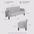 Sofa Couch, Modern Linen Upholstered Sofa, Loveseat Sofa with Deep Seats for Living Room, Light Gray