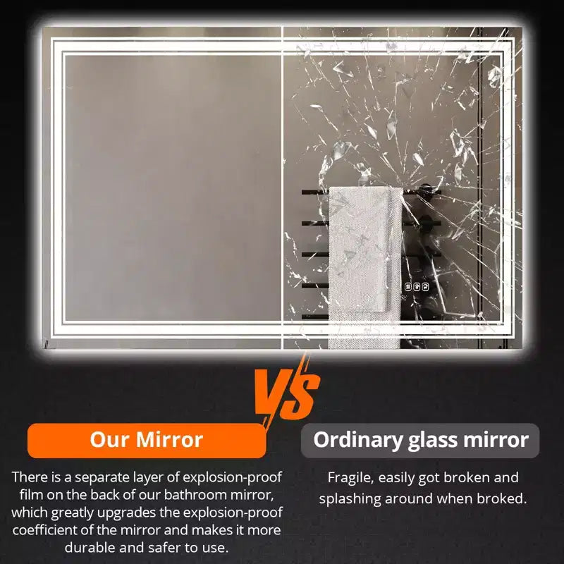 Bathroom Mirror , Anti-Fog Vanity Mirror with Dimmable Lights